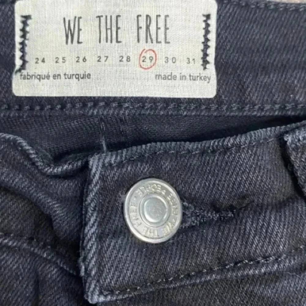 Free People About A Girl Black  Distressed High Rise Skinny Jeans 29 - Picture 7 of 9